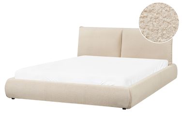Waterbed Bouclé VINAY 160 x 200 cm Lichtbeige