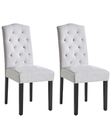 Set of 2 Dining Chairs SHIRLEY Fabric Grey
