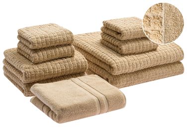 Set of 9 Towels ATAI Cotton Sand Beige