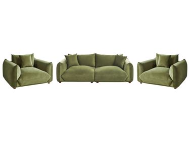 Living Room Set 5 Seater LUVOS Velvet Green
