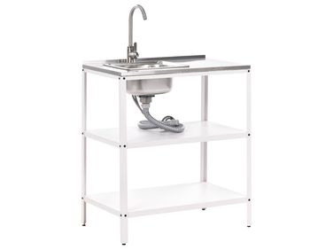 Outdoor Kitchen Island with Sink VILAMA White