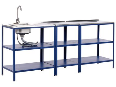 Tuin keukenset 3-delig met spoelbak VILAMA Metaal Blauw