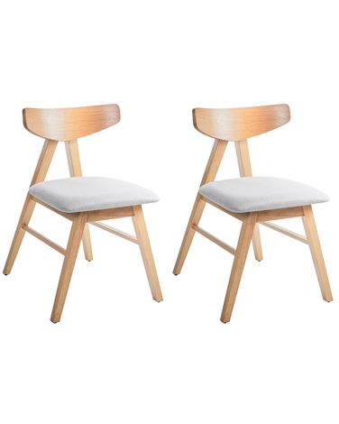 Set of 2 Dining Chairs LACOTA Wood Light Brown/ Grey
