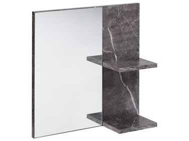 Wall Mirror with Shelf PELOTAS 45 cm 45 cm Marble/ Black