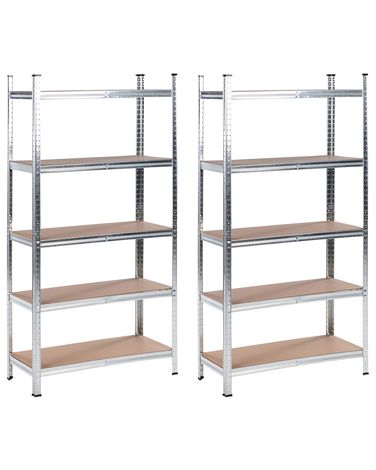 Set van 2 garagerekken XITTA Metaal 180 cm 90 cm Zilver