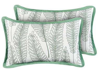 Set of 2 Outdoor Cushions MEADOW Plant Pattern 30 x 50 cm Green
