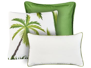 Set van 3 tuinkussens SEASIDE bladpatroon Groen