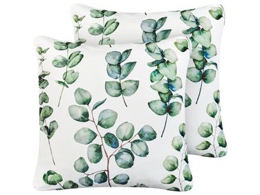 Set of 2 Outdoor Cushions BOSQUE Plant Pattern 45 x 45 cm Green