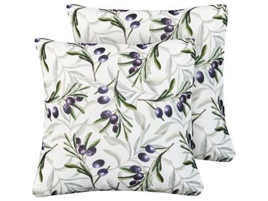 Set of 2 Outdoor Cushions TRANQUI Plant Pattern 45 x 45 cm Multicolour