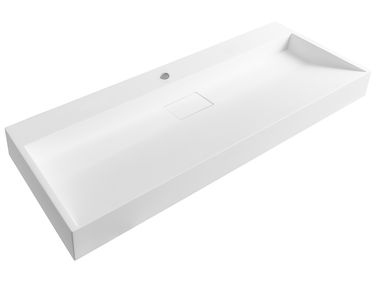 Wandgemonteerde wastafel QUENKO 120 x 46 cm Mineraal gietwerk Wit