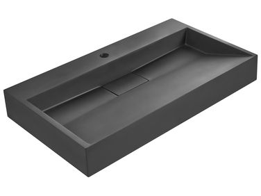 Wandgemonteerde wastafel QUENKO 80 x 46 cm Mineraal gietwerk Zwart