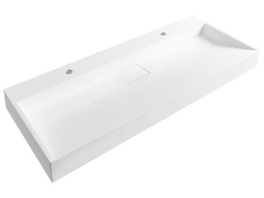 Double vasque suspendue QUENKO 120 x 46 cm Moulage minéral Blanc