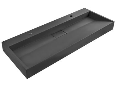 Double vasque suspendue QUENKO 120 x 46 cm Moulage minéral Noir