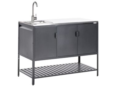 Outdoor Kitchen Cabinet with Sink MAENZA Metal Black