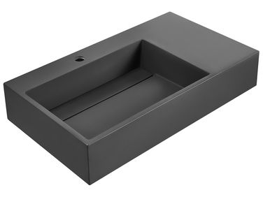 Wandgemonteerde wastafel CUSCO 75 x 43 cm Mineraal gietwerk Zwart