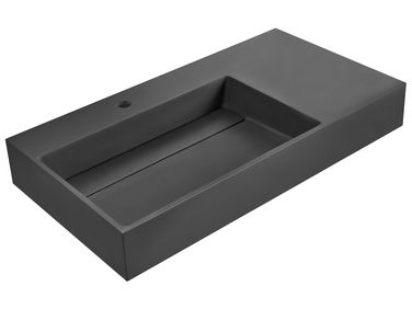 Wandgemonteerde wastafel CUSCO 90 x 48 cm Mineraal gietwerk Zwart