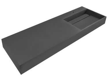 Wandgemonteerde wastafel CUSCO 150 x 48 cm Mineraal gietwerk Zwart