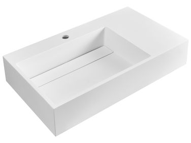 Wandgemonteerde wastafel CUSCO 75 x 43 cm Mineraal gietwerk Wit