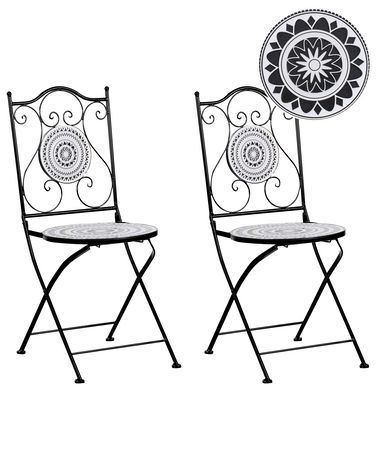 Set van 2 tuinstoelen COMISO inklapbaar Metaal Zwart/wit