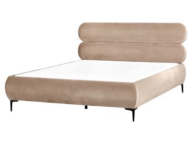Bed Velvet LESSAY 160 x 200 cm (EU King Size) Taupe