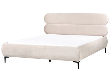Bed Velvet LESSAY 180 x 200 cm (EU Super King) Light Beige