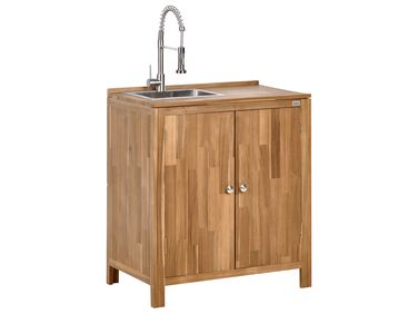 Tuin keukenkast met spoelbak VENOSA Acaciahout Bruin/zilver
