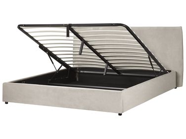 Ottoman Bed Velvet LAVAUR 180 x 200 cm (EU Super King) Taupe