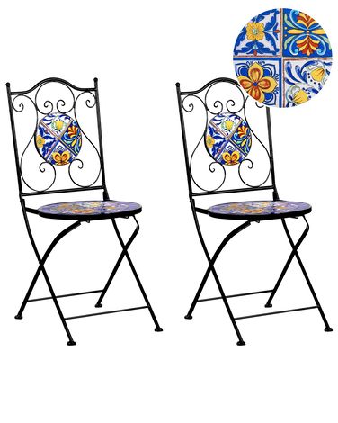 Set van 2 tuinstoelen CORIANO inklapbaar Metaal Zwart