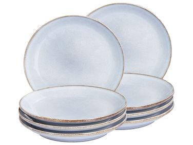 Set of 8 Side Plates JUNIPER Stoneware Light Blue