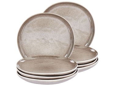 Set of 8 Side Plates COSTMARY Stoneware Grey