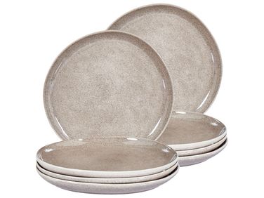 Set of 8 Dinner Plates COSTMARY Stoneware Grey