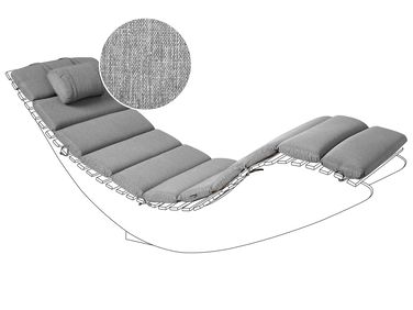 Sun Lounger Pad Cushion BRESCIA PREMIUM 180 x 60 cm Grey Melange