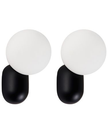 Set van 2 wandlampen HELME Zwart