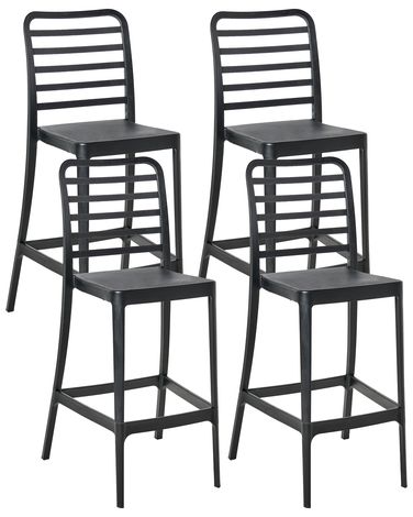 Set of 4 Bar Chairs SECEDA Synthetic Material 2 in 1 Black