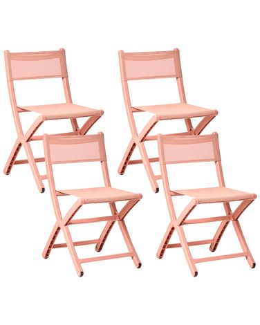 Set of 4 Garden Chairs TALCA Folding Coral