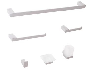 Lot de 6 pièces de quincaillerie pour salle de bain TUMACO avec porte-serviettes et crochets Argenté
