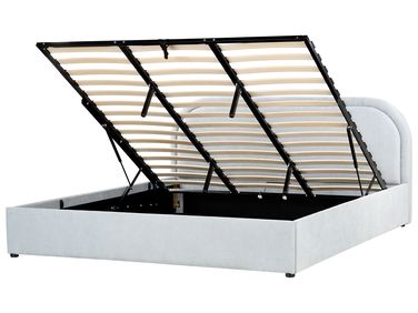 Bed met opbergruimte Chenille QUILLIEN 180 x 200 cm Lichtblauw