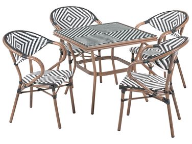 Tuinset 4-zits CASPRI PE rotan Zwart/wit
