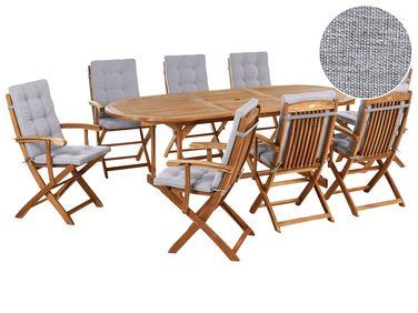 Tuinset 8-zits MAUI PREMIUM Acaciahout Grijs melange