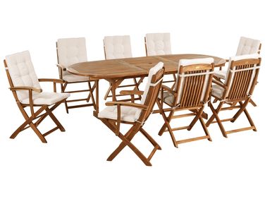 Tuinset 8-zits MAUI PREMIUM Acaciahout Lichtbeige
