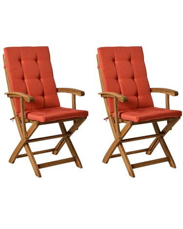Set van 2 stoelen met zitkussen MAUI PREMIUM Acaciahout Rood