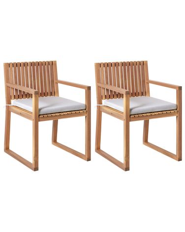 Set van 2 stoelen met zitkussen SASSARI PREMIUM Gecertificeerd acaciahout Lichtgrijs