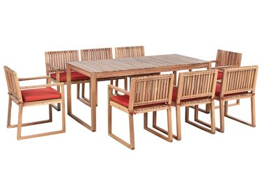 Tuinset 8-zits SASSARI PREMIUM met kussens Gecertificeerd acaciahout Rood