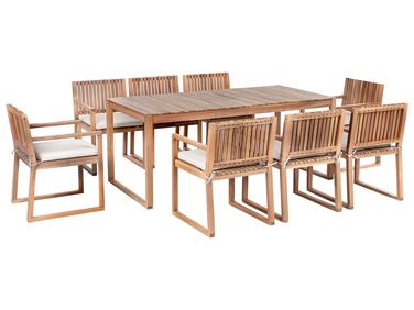 Tuinset 8-zits SASSARI PREMIUM met kussens Gecertificeerd acaciahout Lichtbeige
