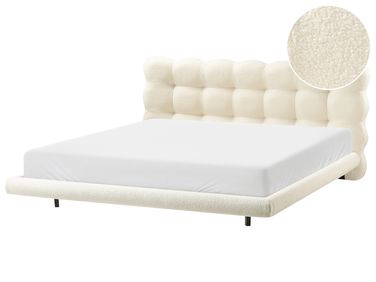 Bed Bouclé SOULISSE 180 x 200 cm Gebroken wit