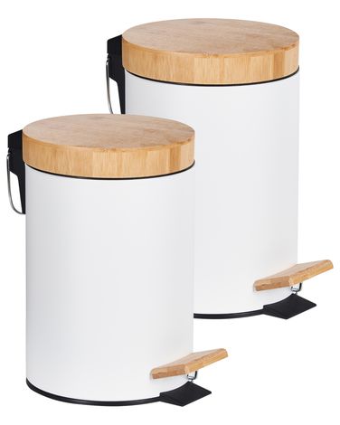 Set of 2 Pedal Waste Bins 3 L ECOSMART Metal White