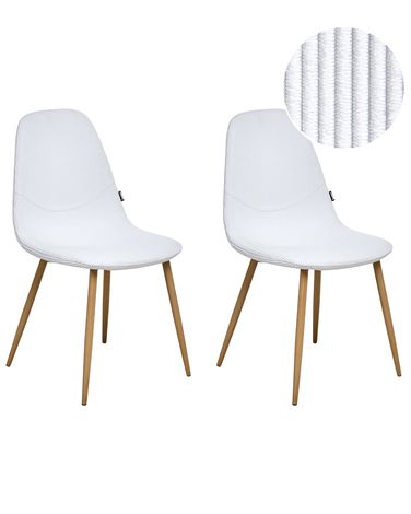 Set of 2 Dining Chairs HILDEN Corduroy White