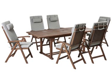 Tuinset 6-zits AMANTEA PREMIUM Acaciahout Grijs melange