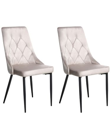 Set of 2 Dining Chairs AVENIR Velvet Taupe