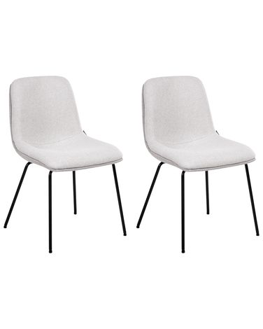 Set of 2 Dining Chairs LORIDA Fabric Light Grey